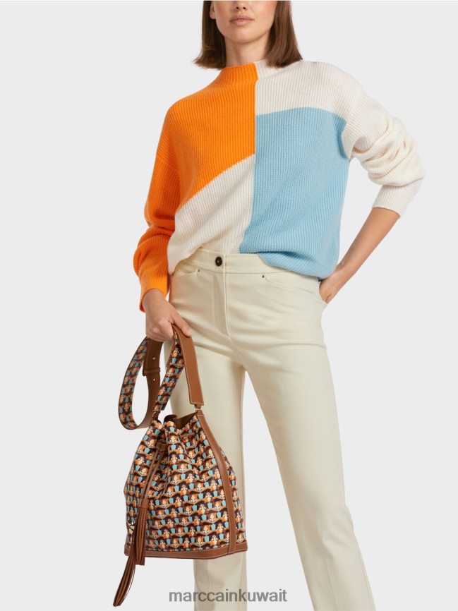 Marc Cain سترة محبوكة كبيرة الحجم LVN0D61208 ملابس برتقالي واضح