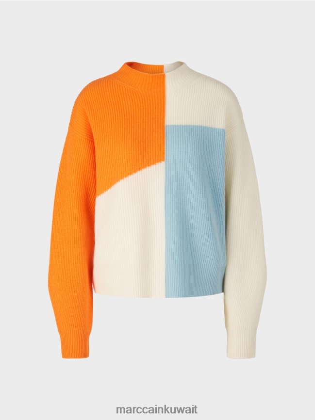 Marc Cain سترة محبوكة كبيرة الحجم LVN0D61208 ملابس برتقالي واضح