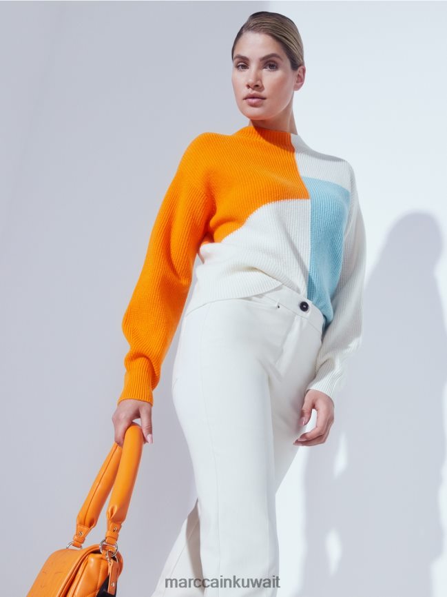 Marc Cain سترة محبوكة كبيرة الحجم LVN0D61208 ملابس برتقالي واضح