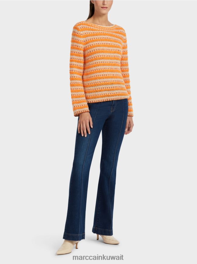 Marc Cain سترة مخططة "محبوكة في ألمانيا" LVN0D61210 ملابس برتقالي واضح