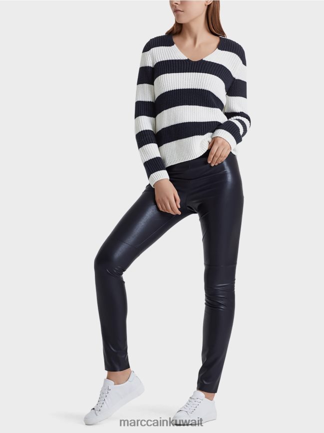 Marc Cain سترة مع خطوط كتلة LVN0D61216 ملابس منتصف الليل الأزرق