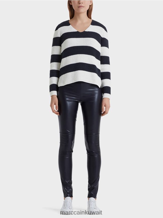 Marc Cain سترة مع خطوط كتلة LVN0D61216 ملابس منتصف الليل الأزرق