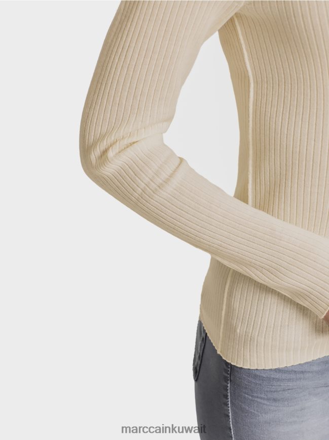 Marc Cain سترة الياقة المدورة مع الكشمير LVN0D61218 ملابس رمل