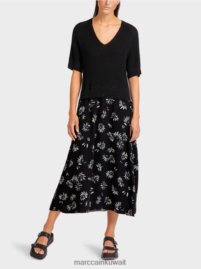 Marc Cain فستان "محبوك في ألمانيا" LVN0D6122 ملابس أسود