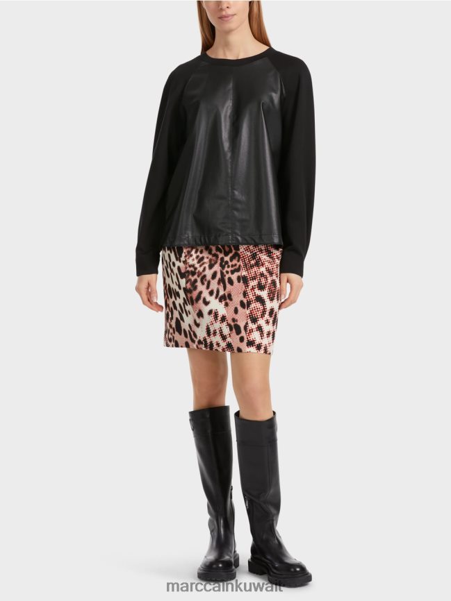 Marc Cain سترة راجلان مع مزيج من المواد LVN0D61222 ملابس أسود