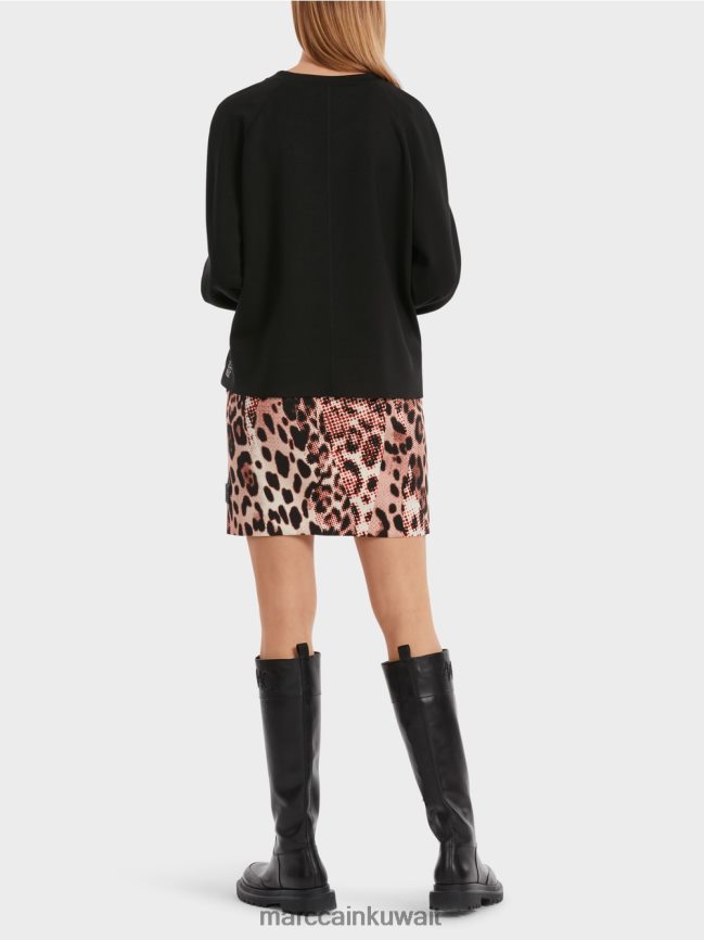 Marc Cain سترة راجلان مع مزيج من المواد LVN0D61222 ملابس أسود