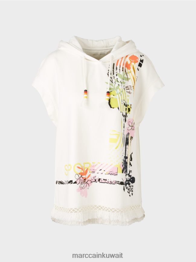 Marc Cain البلوز مقنعين مع هامش LVN0D61225 ملابس أبيض مصفر