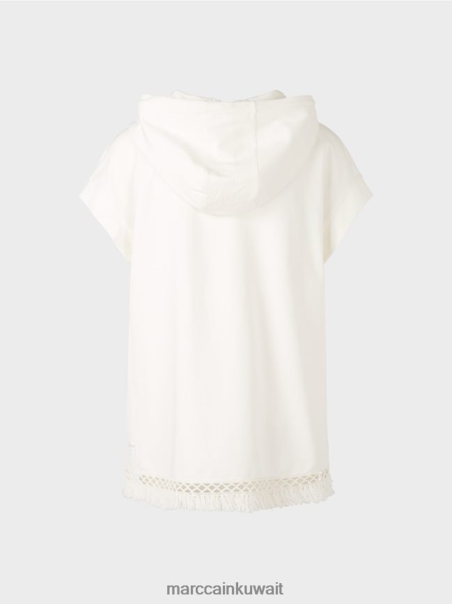 Marc Cain البلوز مقنعين مع هامش LVN0D61225 ملابس أبيض مصفر