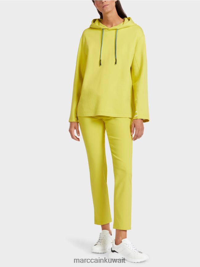 Marc Cain سترة نسائية مع غطاء محرك السيارة LVN0D61227 ملابس الكبريت الأخضر