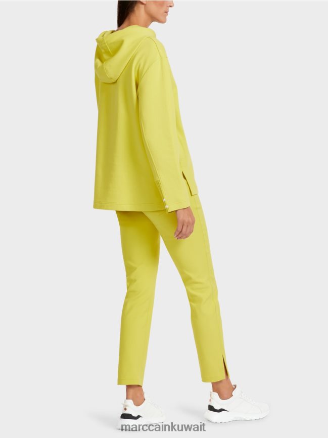 Marc Cain سترة نسائية مع غطاء محرك السيارة LVN0D61227 ملابس الكبريت الأخضر