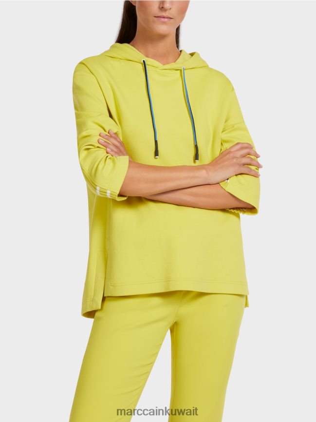 Marc Cain سترة نسائية مع غطاء محرك السيارة LVN0D61227 ملابس الكبريت الأخضر