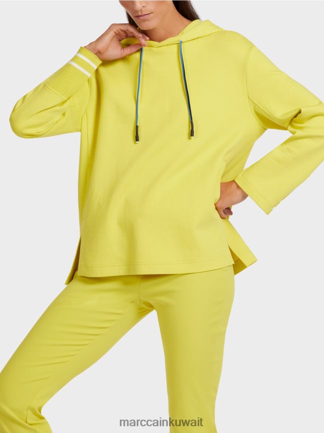 Marc Cain سترة نسائية مع غطاء محرك السيارة LVN0D61227 ملابس الكبريت الأخضر