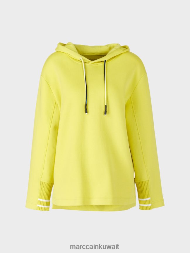 Marc Cain سترة نسائية مع غطاء محرك السيارة LVN0D61227 ملابس الكبريت الأخضر