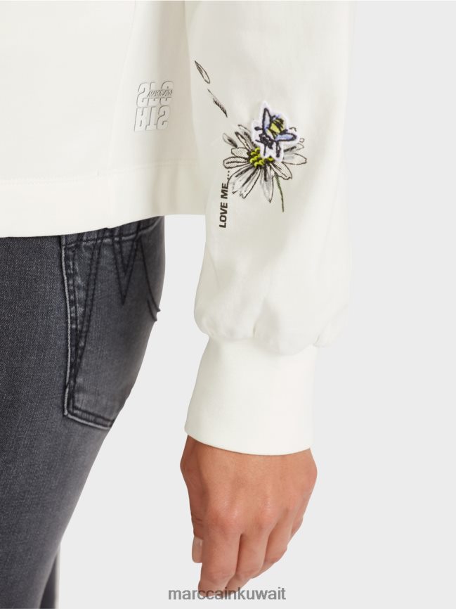 Marc Cain سترة كبيرة الحجم مع عناصر ثلاثية الأبعاد LVN0D61228 ملابس أبيض مصفر