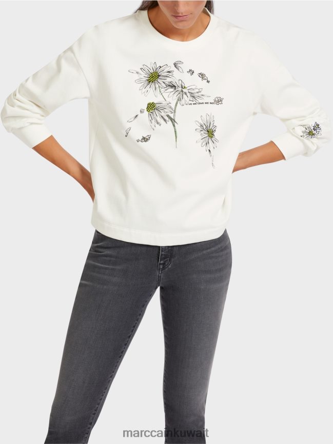 Marc Cain سترة كبيرة الحجم مع عناصر ثلاثية الأبعاد LVN0D61228 ملابس أبيض مصفر