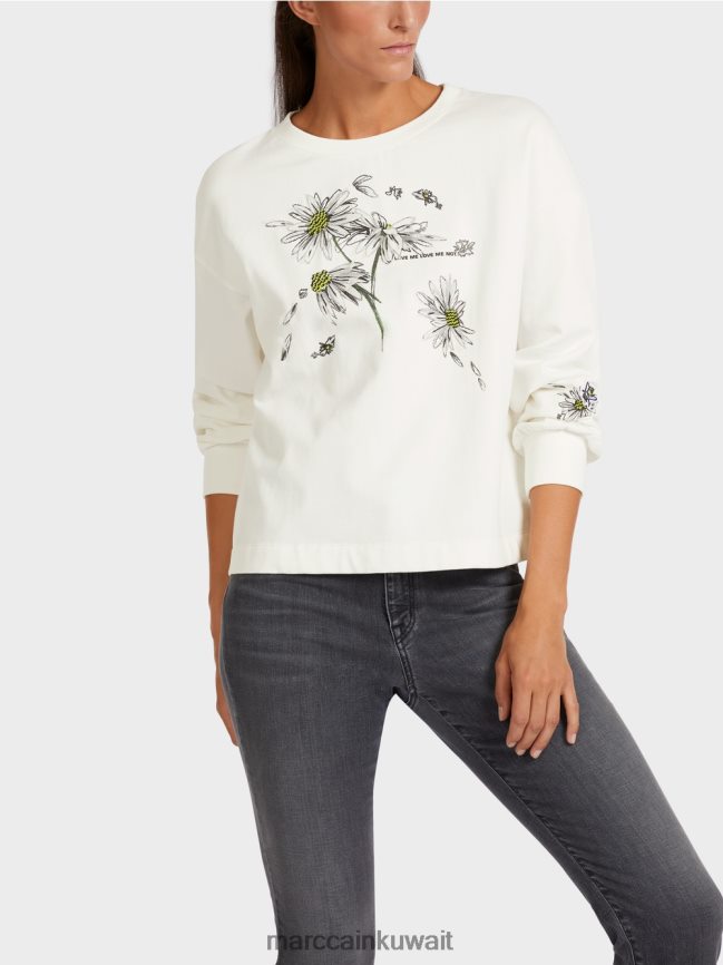 Marc Cain سترة كبيرة الحجم مع عناصر ثلاثية الأبعاد LVN0D61228 ملابس أبيض مصفر