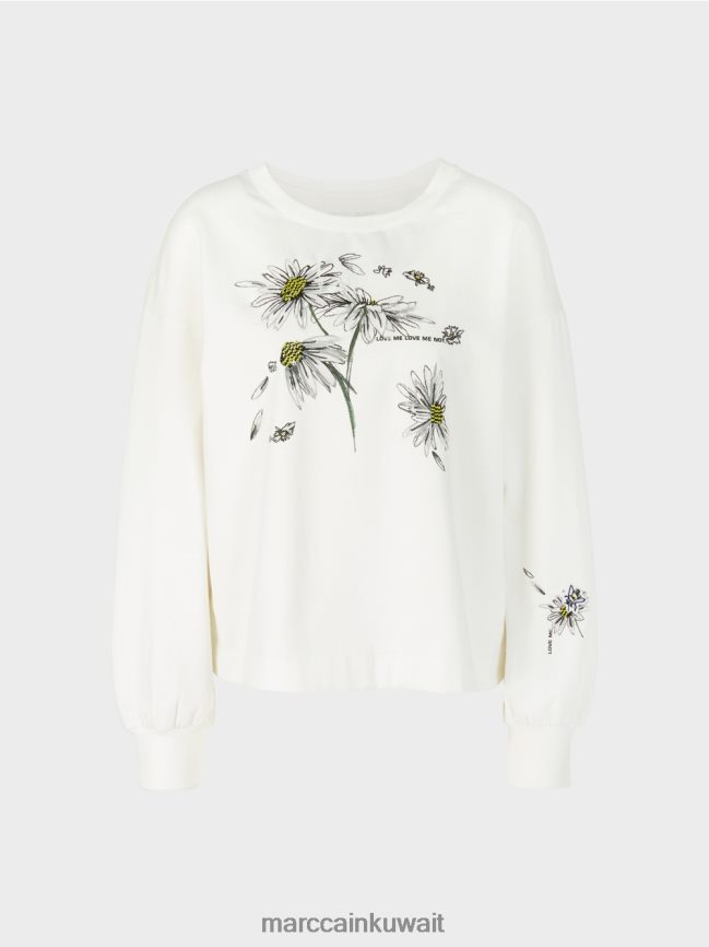 Marc Cain سترة كبيرة الحجم مع عناصر ثلاثية الأبعاد LVN0D61228 ملابس أبيض مصفر