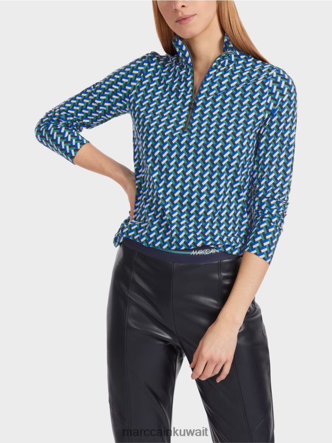 Marc Cain تي شيرت منقوش بياقة واقفة LVN0D61231 ملابس المينا