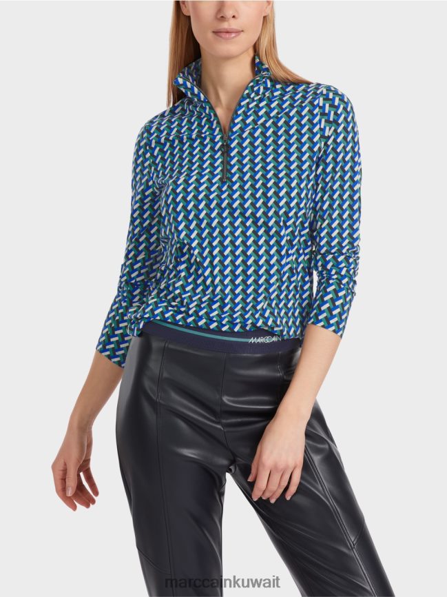 Marc Cain تي شيرت منقوش بياقة واقفة LVN0D61231 ملابس المينا