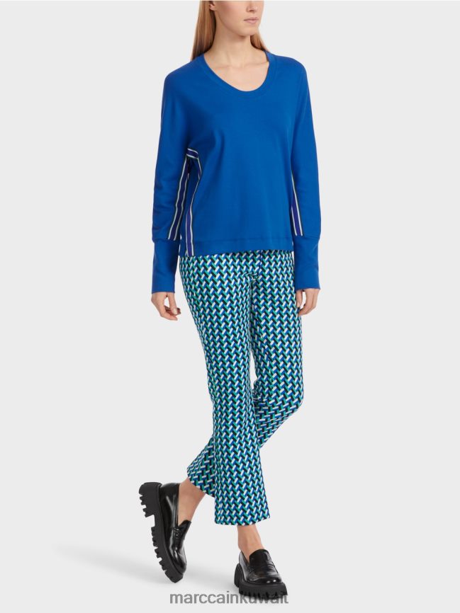 Marc Cain تي شيرت على شكل كيمونو LVN0D61239 ملابس الأزرق الملكي الساطع