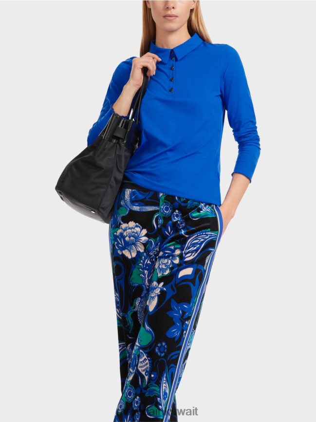 Marc Cain قميص بولو من الجيرسيه المضلع LVN0D61241 ملابس الأزرق الملكي الساطع