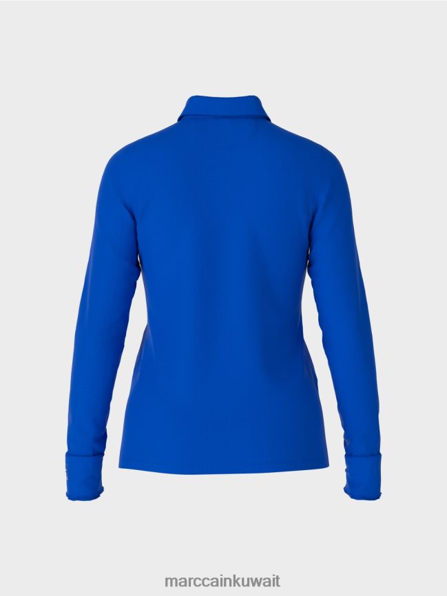 Marc Cain قميص بولو من الجيرسيه المضلع LVN0D61241 ملابس الأزرق الملكي الساطع