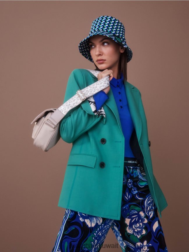 Marc Cain قميص بولو من الجيرسيه المضلع LVN0D61241 ملابس الأزرق الملكي الساطع