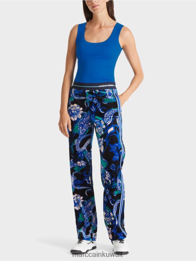 Marc Cain جزء علوي من القطن بدون أكمام LVN0D61243 ملابس الأزرق الملكي الساطع