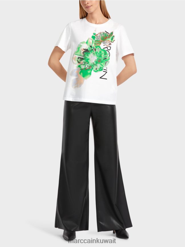 Marc Cain تي شيرت لامع بعبارة "إعادة التفكير معًا". LVN0D61245 ملابس أبيض