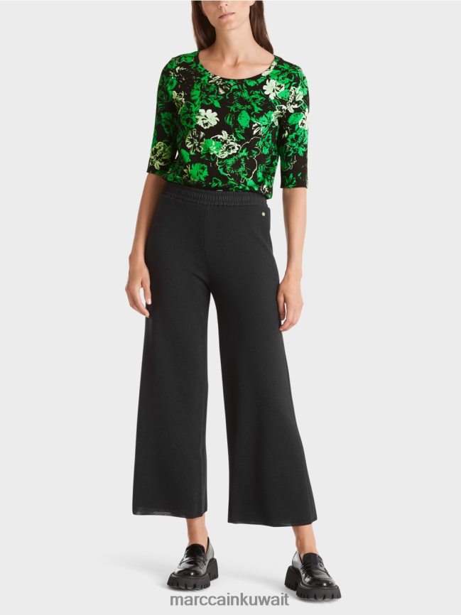 Marc Cain قميص قطني مطاطي LVN0D61254 ملابس التفاح الأخضر الداكن