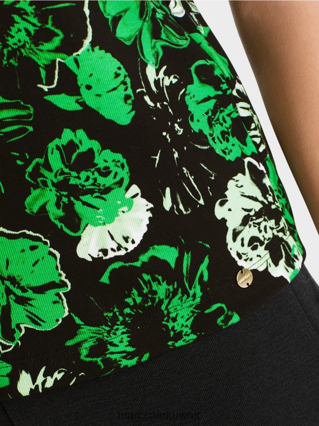 Marc Cain قميص قطني مطاطي LVN0D61254 ملابس التفاح الأخضر الداكن