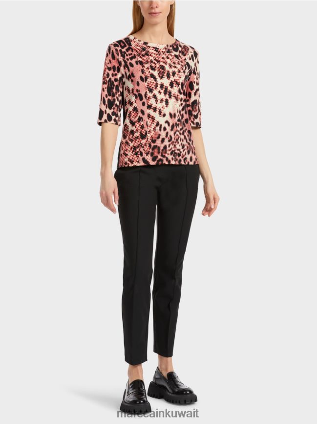 Marc Cain قميص من القطن المضلع بتصميم الأسد LVN0D61256 ملابس كامباري