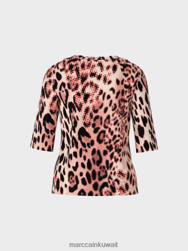 Marc Cain قميص من القطن المضلع بتصميم الأسد LVN0D61256 ملابس كامباري