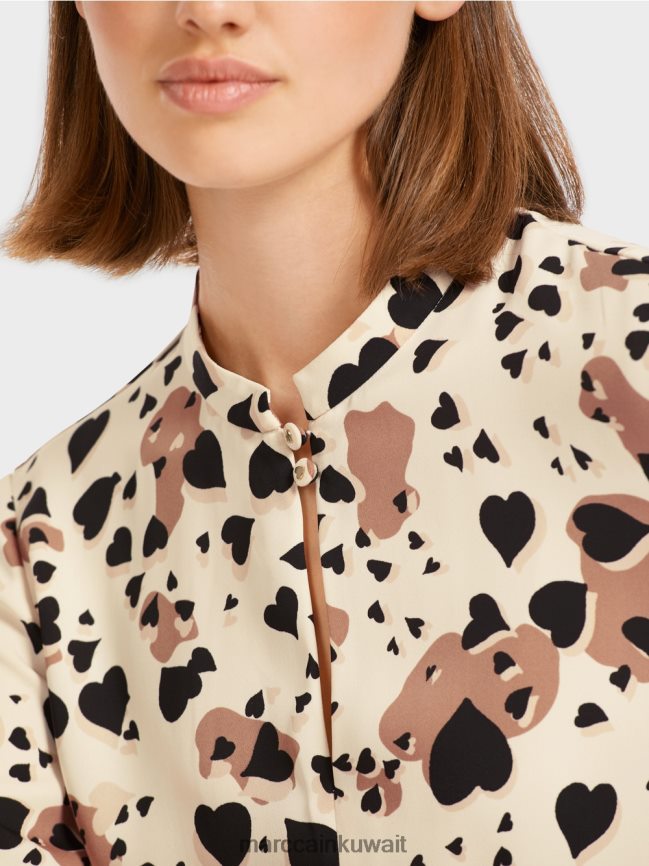 Marc Cain فستان الفهد مع الانتفاضات المتدرجة LVN0D6125 ملابس كريمة