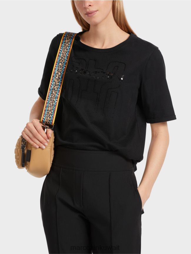 Marc Cain تي شيرت مع زين LVN0D61262 ملابس أسود
