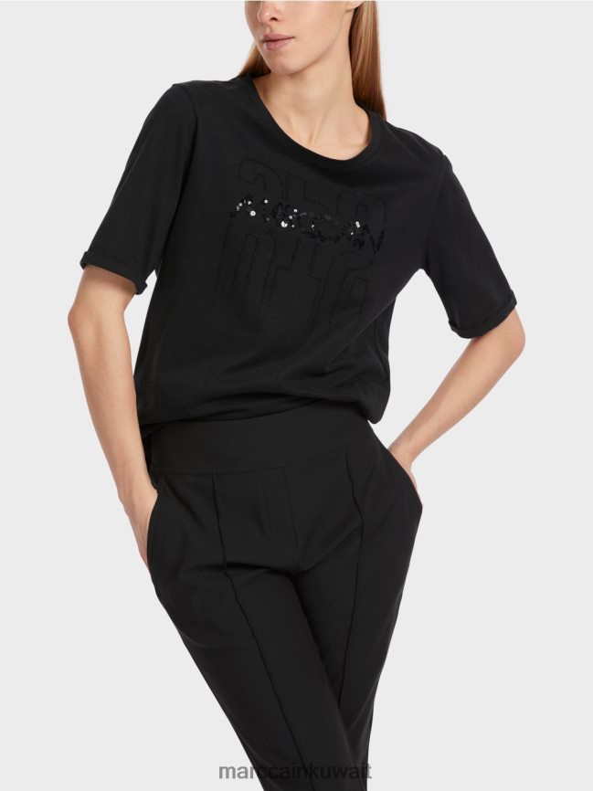 Marc Cain تي شيرت مع زين LVN0D61262 ملابس أسود