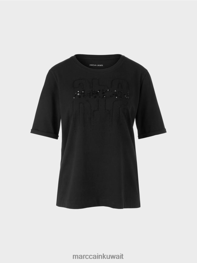 Marc Cain تي شيرت مع زين LVN0D61262 ملابس أسود