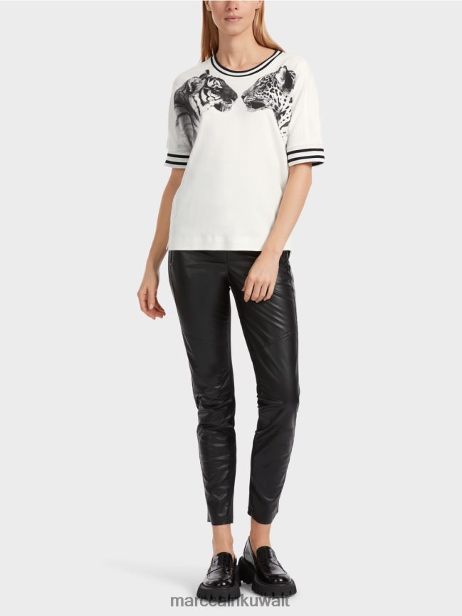 Marc Cain تي شيرت بأكمام كيمونو LVN0D61264 ملابس أبيض مصفر