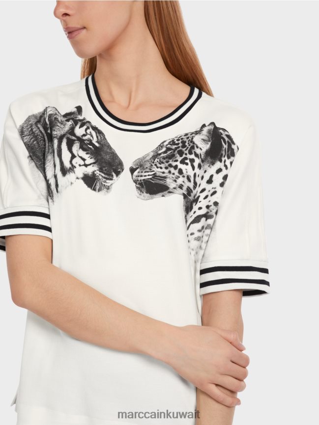 Marc Cain تي شيرت بأكمام كيمونو LVN0D61264 ملابس أبيض مصفر