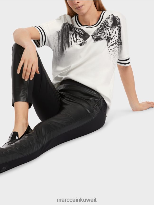 Marc Cain تي شيرت بأكمام كيمونو LVN0D61264 ملابس أبيض مصفر