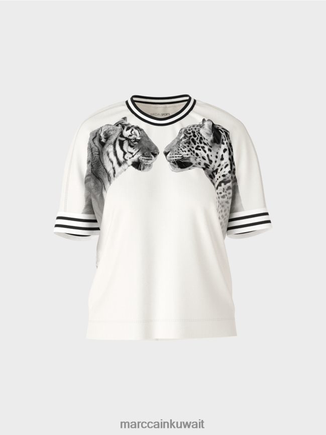 Marc Cain تي شيرت بأكمام كيمونو LVN0D61264 ملابس أبيض مصفر