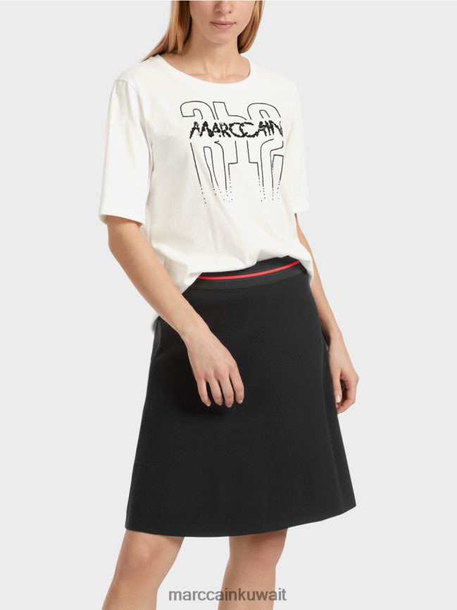 Marc Cain تي شيرت مع زين LVN0D61265 ملابس أبيض مصفر