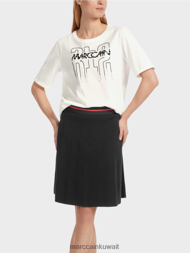 Marc Cain تي شيرت مع زين LVN0D61265 ملابس أبيض مصفر