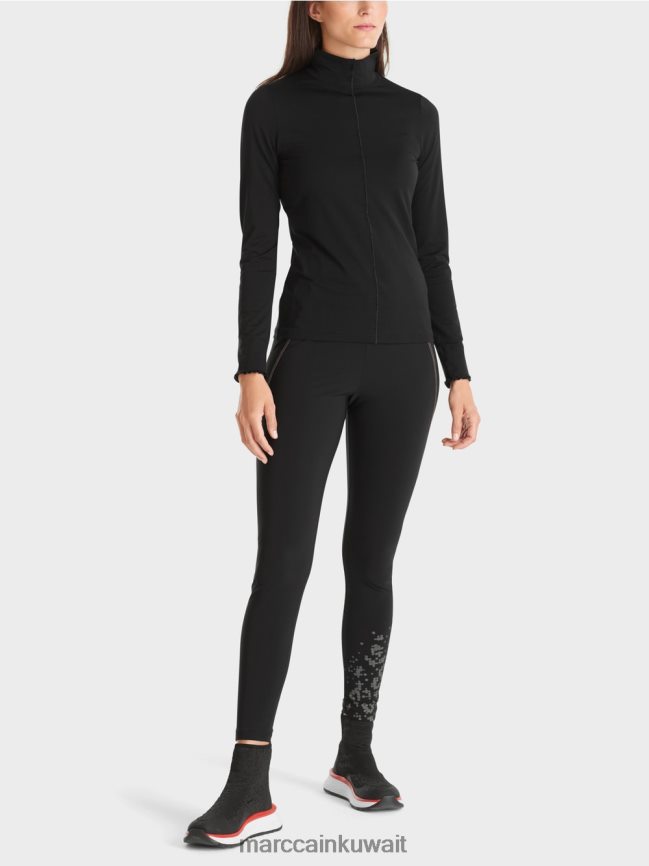 Marc Cain قميص بأكمام طويلة وياقة واقفة LVN0D61266 ملابس أسود