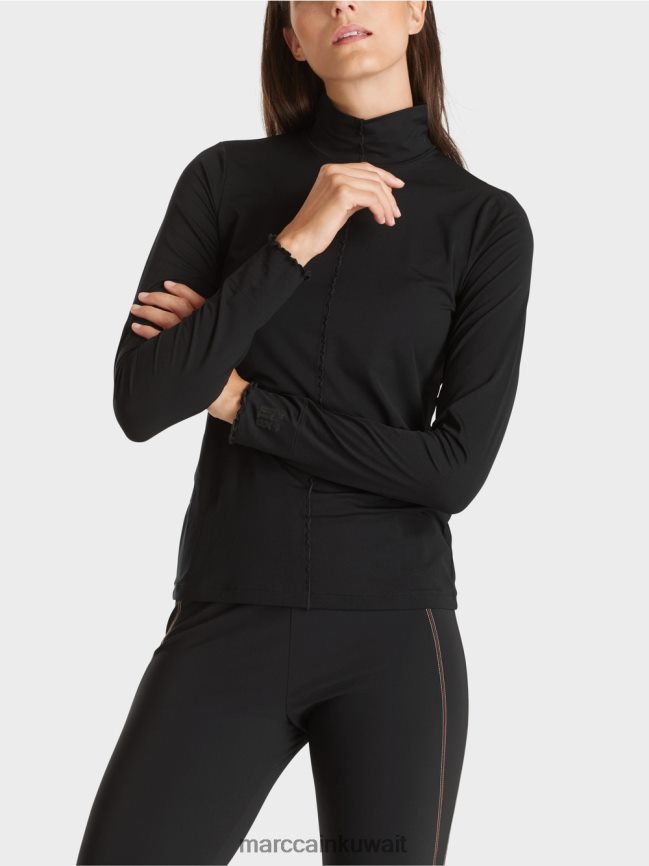 Marc Cain قميص بأكمام طويلة وياقة واقفة LVN0D61266 ملابس أسود