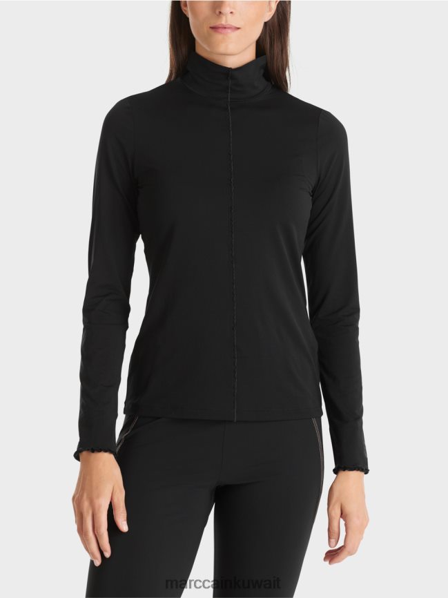 Marc Cain قميص بأكمام طويلة وياقة واقفة LVN0D61266 ملابس أسود