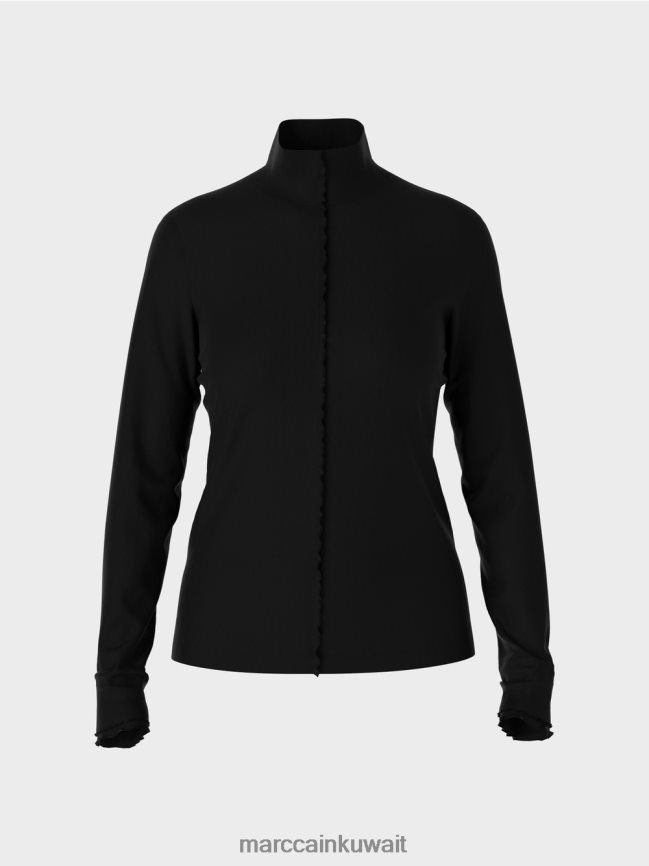 Marc Cain قميص بأكمام طويلة وياقة واقفة LVN0D61266 ملابس أسود