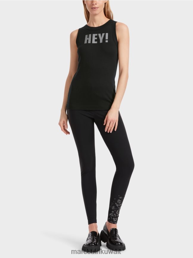 Marc Cain بلوزة بدون أكمام مع طباعة لامعة LVN0D61268 ملابس أسود