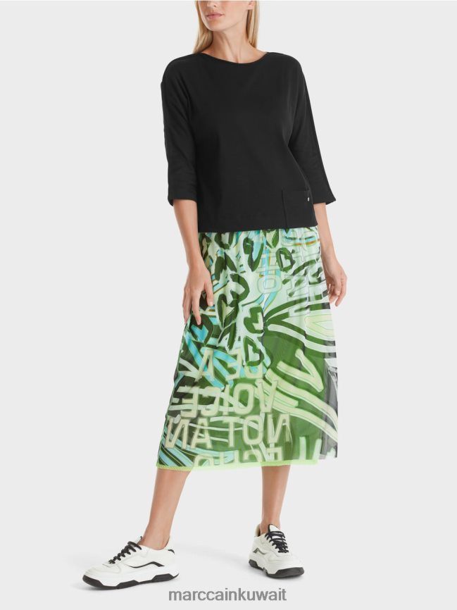 Marc Cain أعلى مع خط العنق القارب LVN0D61272 ملابس أسود