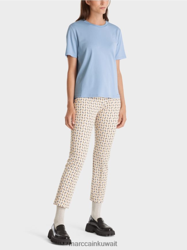 Marc Cain تيشيرت بياقة دائرية واسعة LVN0D61274 ملابس سماء الصيف المظلمة